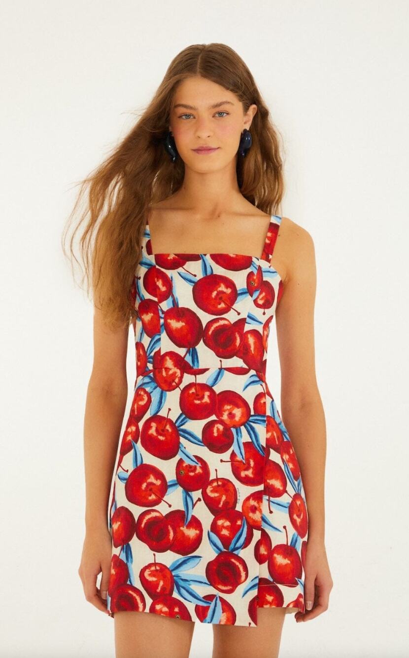 Farm Rio Cherries linen mini dress